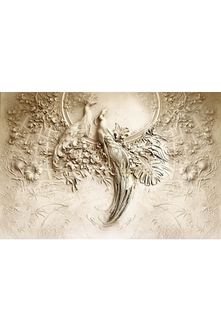 3 Boyutlu Kabartma Tavus Kuşu Duvar Kağıdı Relief