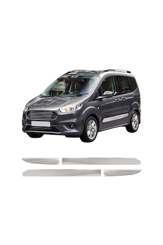 Ford Courier Uyumlu 2014-2023 Krom Yan Kapı Çıtası 4 Parça Paslanmaz Çelik