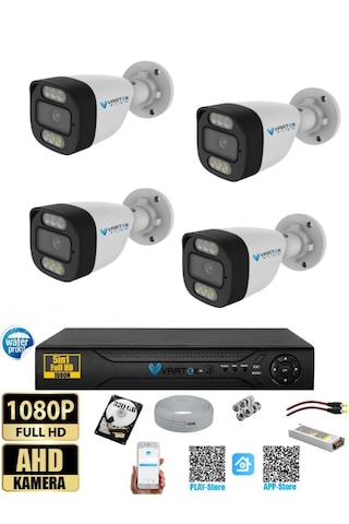 4 Kameralı 320gb Hdd Güvenlik Kamera Seti 5mp 1080p Full Hd Tam Renkli Gece Görüş Dvr Kayıt Cihazlı Tak Çalıştır Sistem