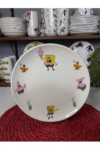 5 Parça Sünger Bob Model Çocuk Bebek Yemek Takımı Beslenme Seti Çok Renkli