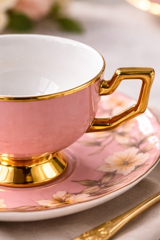 Eldon 6 Kişilik Porselen Fincan Takımı Pudra Pudra Pembe