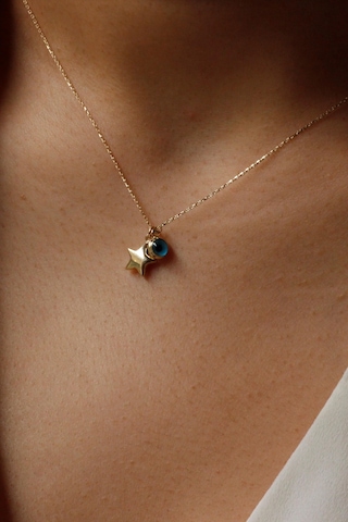 Diamine 14 Ayar Altın Nazar Boncuklu Yıldız Kolye