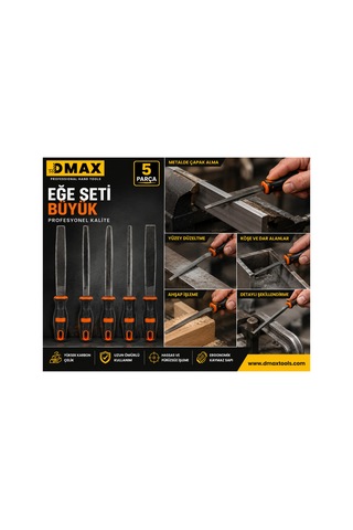 Dmax Büyük Eğe Seti 5 Parça Profesyonel Metal Ve Ahşap Eğe Takımı