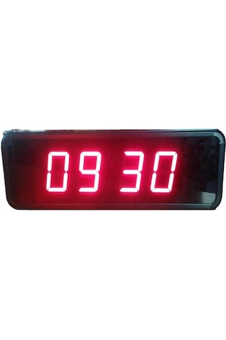 Çift Taraflı Dijital Led Duvar Ve Masa Saati Ve Derece - Kırmızı Kasa Ölçüleri: 16x40 Cm