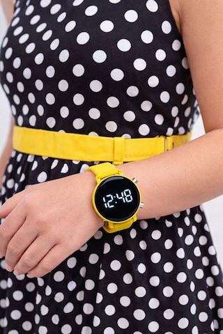 6-14 Yaş Sarı Renk Unisex Çocuk Kadın Led Dijital Kol Saati Sarı Silikon Kordonlu Şık Spor Saat Sarı