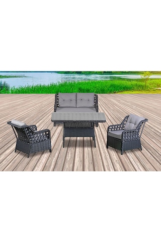 Btkconsept Sirius Model 2+1+1 Masa Rattan Bahçe Ve Balkon Takımı Antrasit
