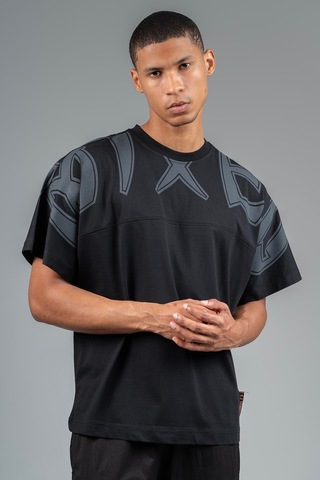 Maraton Sportswear Oversize Erkek Bisiklet Yaka Kısa Kol Basic Siyah T-shirt 23246-siyah