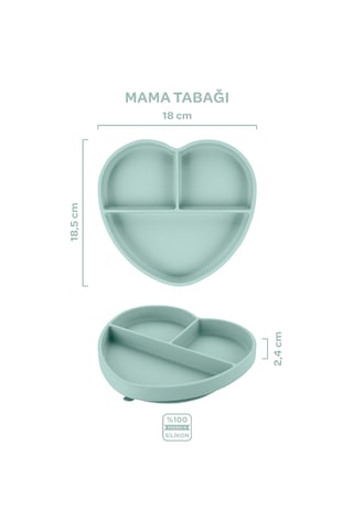 Silikon Beslenme Seti 4'lü Spring Yeşil / Mama Önlüğü, Mama Tabağı, Bandırma Kaşığı, Kulplu Bardak