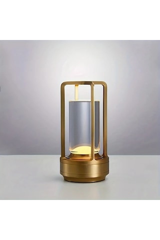 Honeybeeshop Altın 1 Adet Şarj Edilebilir Kristal Masa Lambası 2000mah Led Vintage Işık Kablosuz Taşınabilir İç Dış Mekan Dekor Kamp