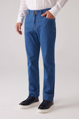 Ysf Erkek Mavi Likralı Pamuklu Regular Fit Jean Kot Pantolon