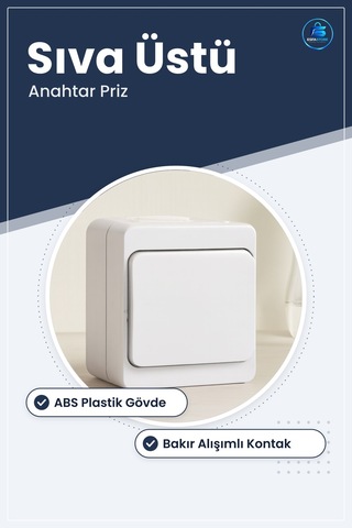 Sıva Üstü Anahtar Priz Beyaz Abs Plastik Gövdeli Bakır Kontaklı D
