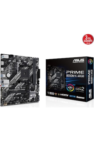 Asus Prıme B550m-k Argb Ddr4 5100mhz Matx M.2 Amd Hdmı Dp Am4