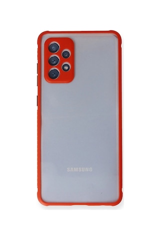 Samsung Galaxy Uyumlu A72 Kılıf Miami Şeffaf Silikon - Kırmızı Çok Renkli