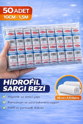 Hidrofil Sargı Bezi 10x150 Cm 50 Adet Hastane Tipi Yüksek Emici Medikal Bandaj