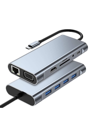 Molix Mx-1001 11-in-1 Type-c Çok Fonksiyonlu Hub - 4k Hdmı, Vga, Ethernet, Pd Şarj Ve Kart Okuyucu Adaptör