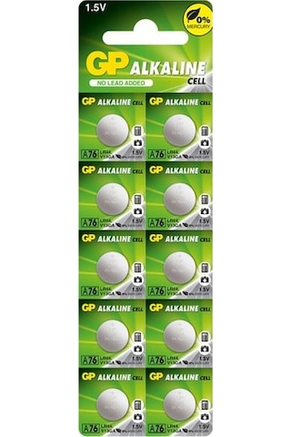 GP A76 LR44 1.5V Alkalin Düğme Pil 10 x 5'li