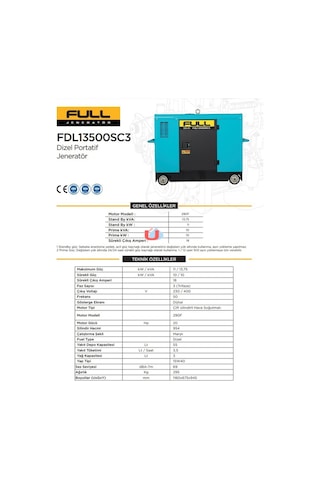 Full FDL 13500SC3 380V Dizel Kabinli Jeneratör