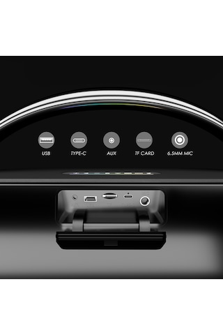 Lenyes S869 Rgb Işıklı Çift Mikrofonlu Taşınabilir Bluetooth Hoparlör V5.3 Siyah Siyah