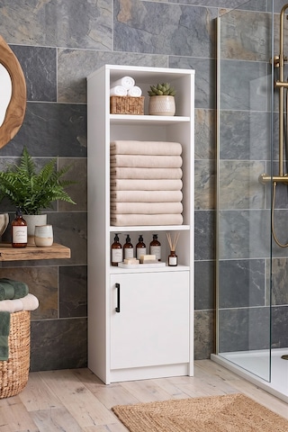 Denate Beyaz Çok Amaçlı Raflı Banyo, Çamaşır Odası Dolabı