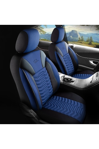 Panda Paris Serisi Pike Kumaş Oto Koltuk Kılıfı Tam Set Mavi - Siyah