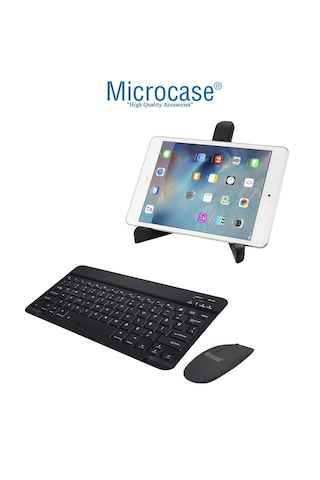 Microcase Honor Pad X8b 11 İnch İle Uyumlu Tablet Çanta + Bluetooth Klavye + Mouse + Tablet Standı Siyah- Al4233 Pembe