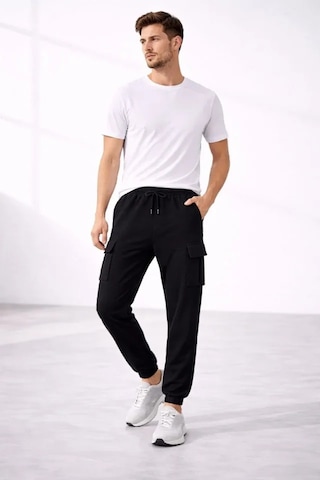 Efnaz Style Erkek Jogger Eşofman Altı Regular Fit , Kargo Cepli, Lastikli Paça, Günlük Spor Pantolon - Siyah