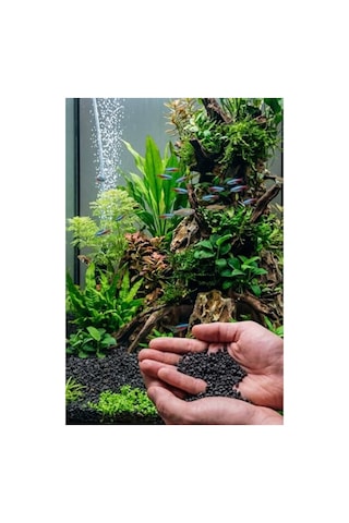 Siyah Bazalt Akvaryum Kumu, 10 Kg, Doğal Dekorasyon