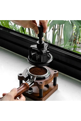 Geekyou 51mm Derinlik Ayarlanabilir Kahve Karıştırıcı - Paslanmaz Çelik-alüminyum Döner İğne Dağıtıcı Aleti Siyah