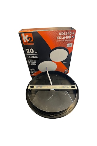 K2 - Kdl640b Merkür Led Aplik 20w Siyah Kasa Beyaz Işık Beyaz