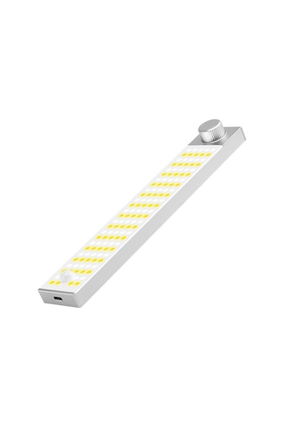 Dianziye Usb Şarjlı Led Dolap Lambası - 3 Renk Ayarlanabilir, Döner Anahtar, 64 Sarı+64 Beyaz Işık, Alüminyum Substrat Beyaz