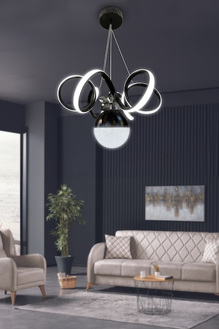 Kıvrım Tek Top Modern Oturma Ledli Avize - - Kumandalı / Krom Krom