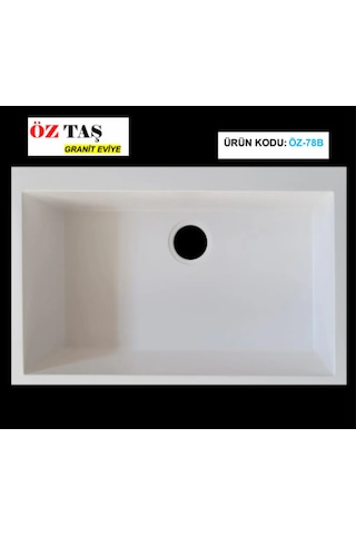 Öztaş ÖZ-78b Granit Mutfak Eviye Beyaz Tek Gözlü 50 x 78 CM