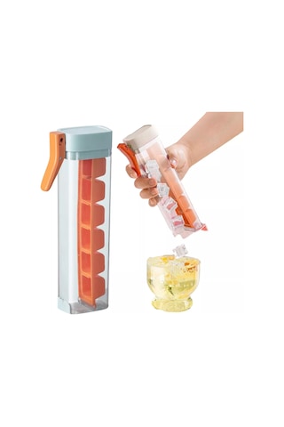 Jeehugo 6 Hücreli Tek Elle Basma Buzluk, Ev Kullanıma Uygun, Yiyecek Grubu Pc+pp, Spill Koruyucu Kapaklı, Buzları Kolay Çıkar, Turuncu, 1 Adet Çok Renkli