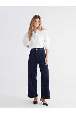 Lcw Studıo İndigo Wideleg Kadın Jean Pantolon