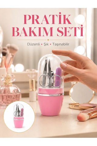 Tırnak Bakım Manikür Pedikür Seti 4 Parça Pembe Ev Ve Seyahat Uyumlu Yeni Nesil - Lisinya