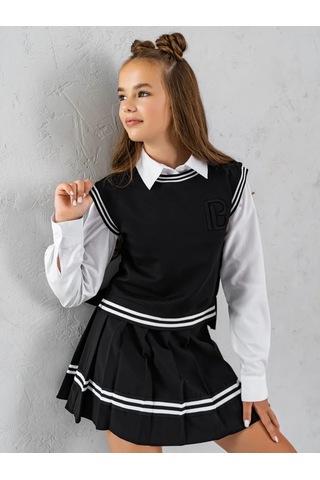 Paleberry Erkek Çocuklar İçin Kore Tarzı Y2k Tarzı Oversize Okul Yeleğ 213561159 Siyah