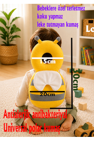 Teknor Bebek Kafa Koruma Yastığı Arı Model 20x30 Ebat Sarı-gri