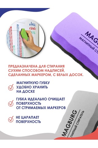 Magburg Manyetik Tahta Yazı Silgisi Süngeri 2 Adet 399089206
