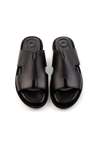 Siyah Hakiki Deri Erkek Terlik E04433111143 Siyah