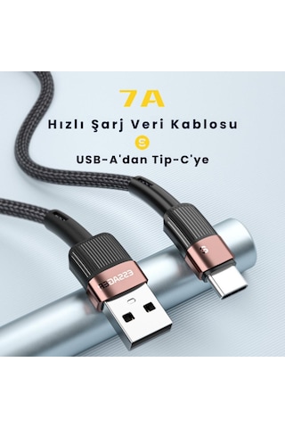 Essager 3 Metre 7a 66w Usb To Type-c Süper Hızlı Şarj Ve Data Kablosu,süper Dayanıklı Akım Ve Isı Korumalı