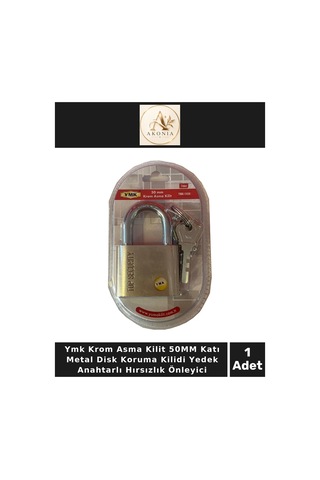 Ymk Krom Asma Kilit 50mm Katı Metal Disk Koruma Kilidi Yedek Anahtarlı Hırsızlık Önleyici