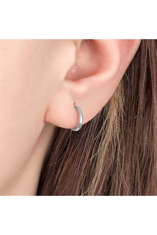 Taşsız Beyaz Halka Gümüş Kadın Küpe N11.91518