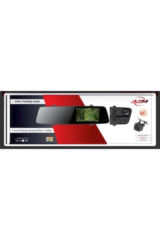 Aempart Araç Ön Ve Arka Kameralı İç Dikiz Aynası Dvr 4.5 İnc Ekran Kayıtlı Aem