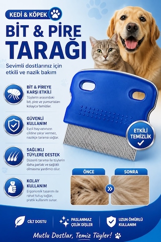 Jasper Kedi Köpek Bit Pire Tarağı İnce Dişli Metal Tarak Temizlik Tarağı Tüy Ve Pire Temizleme Tarağı Renkli
