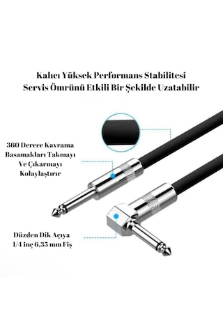 Gitar Jack Kablosu 16ft - 5m - Düz / L Elektro Akustik Bas Bağlama