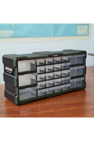 Asrın Super Bag Monoblok Çekmeceli Vida Boncuk Kutusu Organizer 26 Çekmece Vida Hobi Takım Çantası Sarı Asr6004 Monoblok