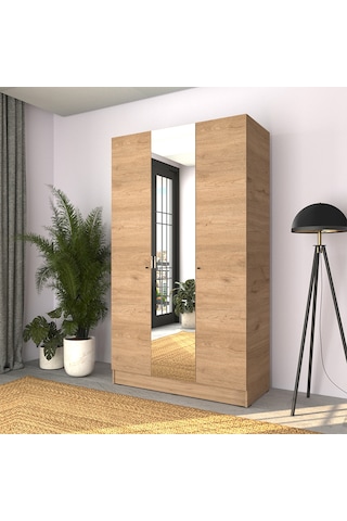Trendline 3 Kapaklı Aynalı Gardırop-florida Meşe 120x207x53 Cm Kahverengi