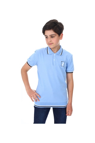 Toontoy Kids Toontoy Erkek Çocuk Polo Yaka Palmiye Baskılı Tişört Mavi