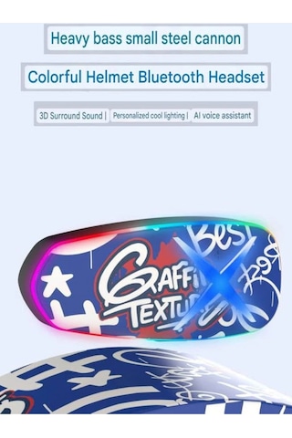 Helmet Graffiti Motor Kask Kulaklık Rgb Modlu Su Geçirmez 6. Tdrtr