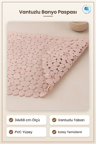 Banyo Paspası Vantuzlu Kaydırmaz 34x68 Cm Duş Küvet Pvc Yumuşak S çok renkli